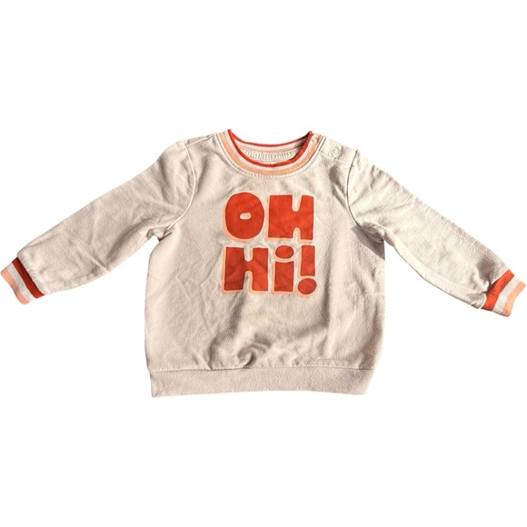 Cat & Jack Other - Cat & Jack White and Orange 'Oh Hi!' Sweatshirt